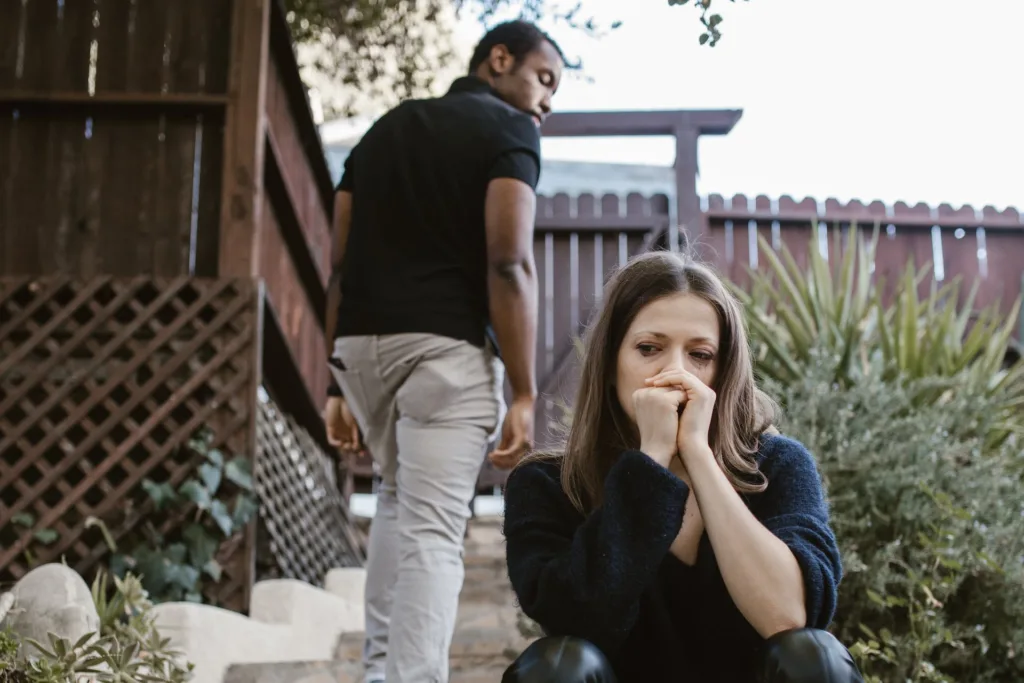 woman crying after fighting with husband